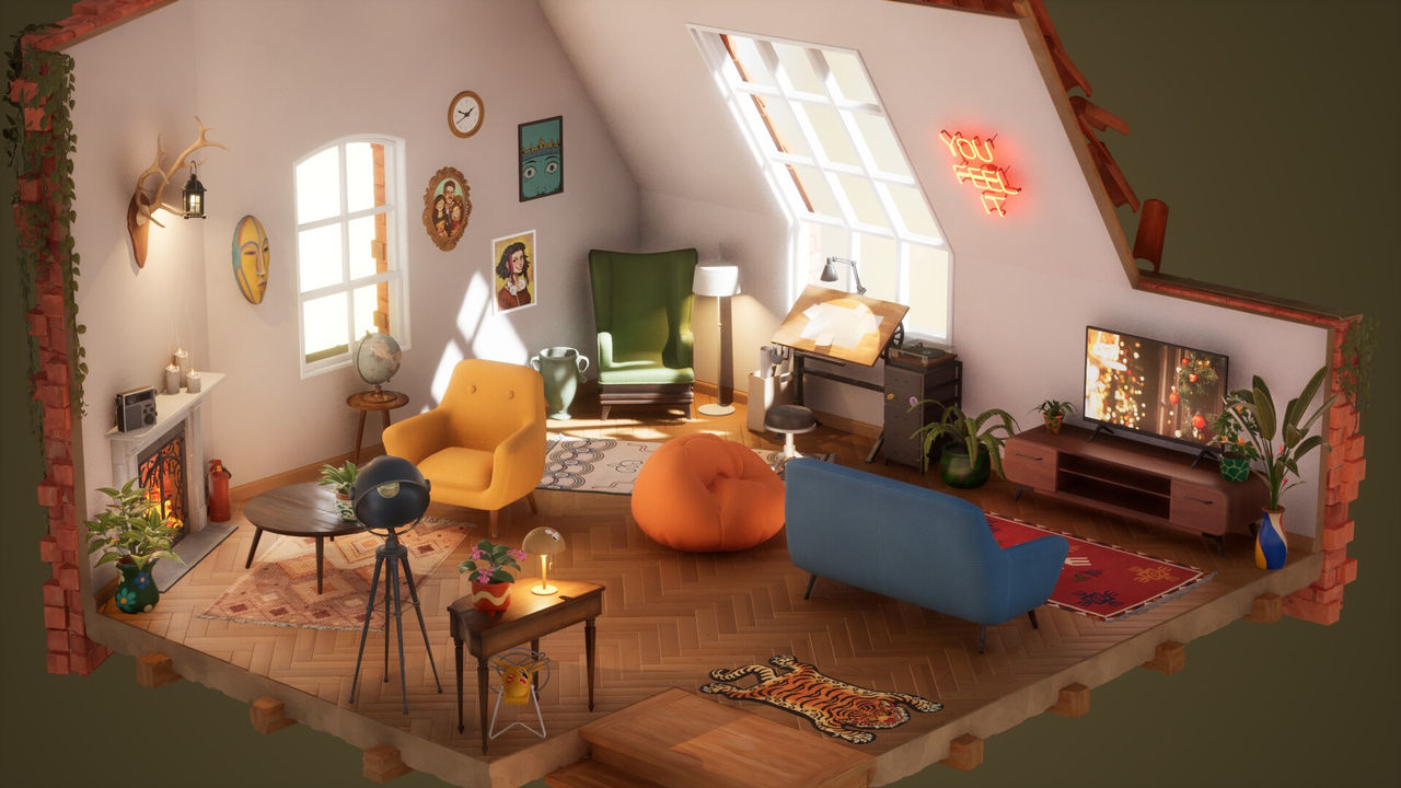 A finished Hozy room with the furniture placed